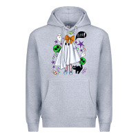 Heather Grey cute ghost halloween Premium Hoodie - BundleAndBundleShop