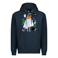 Navy cute ghost halloween Premium Hoodie - BundleAndBundleShop
