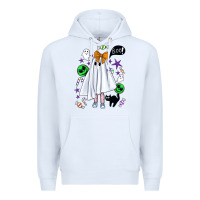 White cute ghost halloween Premium Hoodie - BundleAndBundleShop