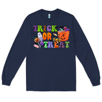 Navy trick or treat Long Sleeve Tee - CowGirlArtShop