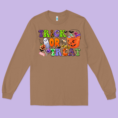 Trick Or Treat Long Sleeve Tee Designed By Cowgirlartshop