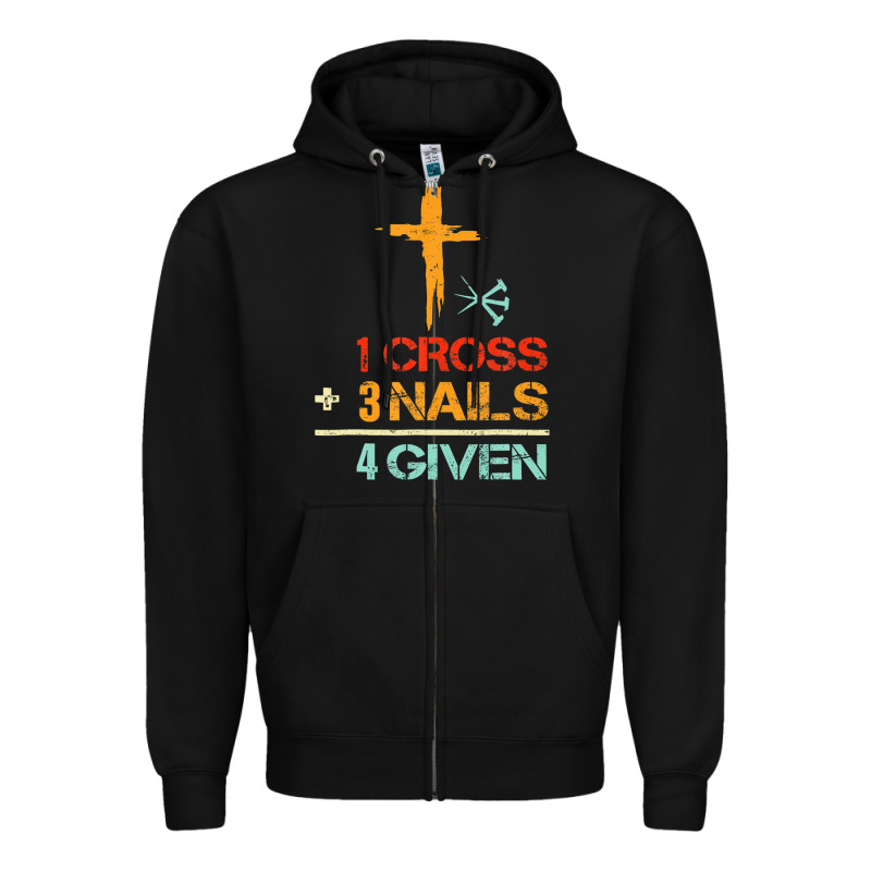 Vintage 1 Cross 3 Nails Forgiven Christian Easter Gift Zipper Hoodie by lanVoArt | Teevron