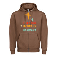 Chestnut Vintage 1 Cross 3 Nails Forgiven Christian Easter Gift Zipper Hoodie - lanVoArt