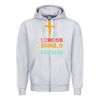 Heather Grey Vintage 1 Cross 3 Nails Forgiven Christian Easter Gift Zipper Hoodie - lanVoArt