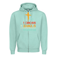 Seafoam Vintage 1 Cross 3 Nails Forgiven Christian Easter Gift Zipper Hoodie - lanVoArt