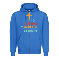 True Royal Vintage 1 Cross 3 Nails Forgiven Christian Easter Gift Zipper Hoodie - lanVoArt