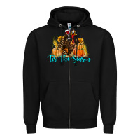 Black Western Fall Turkey Tis The Season Zipper Hoodie - LillyAllenDesigns