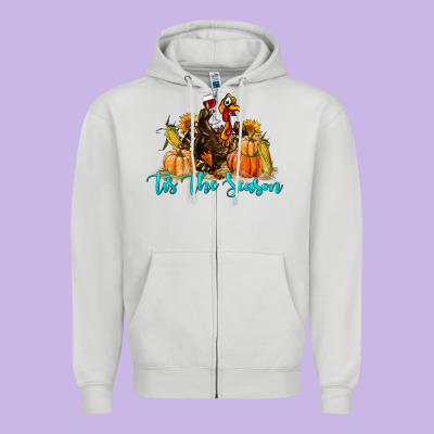 Western Fall Turkey Tis The Season Zipper Hoodie Designed By Lillyallendesigns