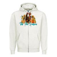 Oatmeal Heather Western Fall Turkey Tis The Season Zipper Hoodie - LillyAllenDesigns