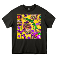 Asphalt Mardi gras gnomies seamless pattern Heavy Core Tee - BundleAndBundleShop