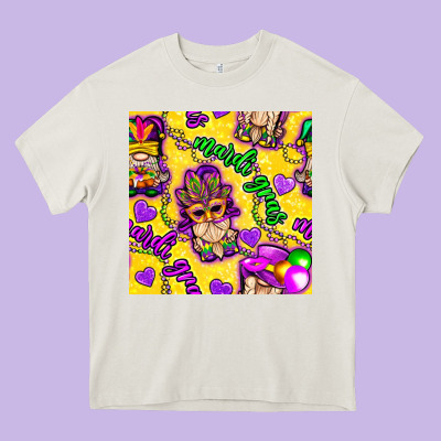 Mardi Gras Gnomies Seamless Pattern Heavy Core Tee Designed By Bundleandbundleshop