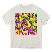 Cream Mardi gras gnomies seamless pattern Heavy Core Tee - BundleAndBundleShop