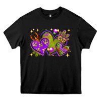 Black Mardi Gras Hearts Heavy Core Tee - BundleAndBundleShop