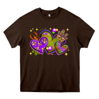 Chocolate Brown Mardi Gras Hearts Heavy Core Tee - BundleAndBundleShop