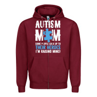 Burgundy lil autism mom Zipper Hoodie - CowhideDigitalArt