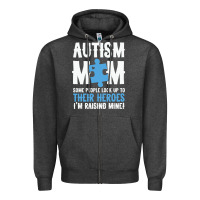 Charcoal Heather lil autism mom Zipper Hoodie - CowhideDigitalArt