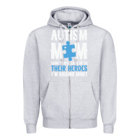 Heather Grey lil autism mom Zipper Hoodie - CowhideDigitalArt