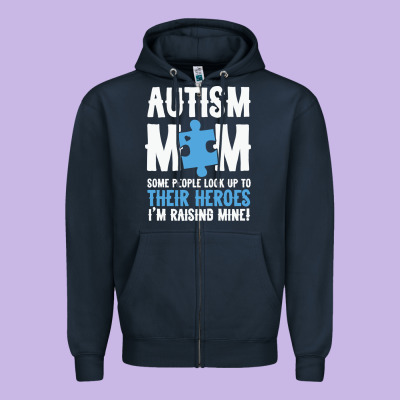 Lil Autism Mom Zipper Hoodie Designed By Cowhidedigitalart