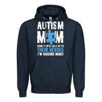 Navy lil autism mom Zipper Hoodie - CowhideDigitalArt