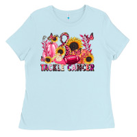 Baby Blue tackle cancer Ladies Tee - LillyAllenDesigns