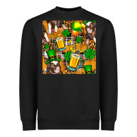 Black St. Patrick's Day Pig With Beer And Shamrock Heavyweight Sweatshirt - FaDigitalArtStudio