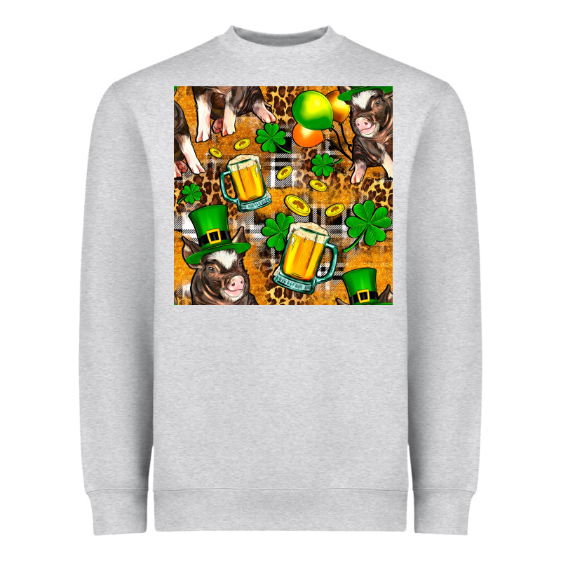 St. Patrick's Day Pig With Beer And Shamrock Heavyweight Sweatshirt by FaDigitalArtStudio | Teevron