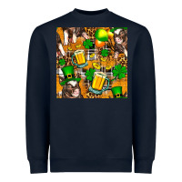 Navy St. Patrick's Day Pig With Beer And Shamrock Heavyweight Sweatshirt - FaDigitalArtStudio