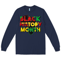 Navy black history month Long Sleeve Tee - CowGirlArtShop