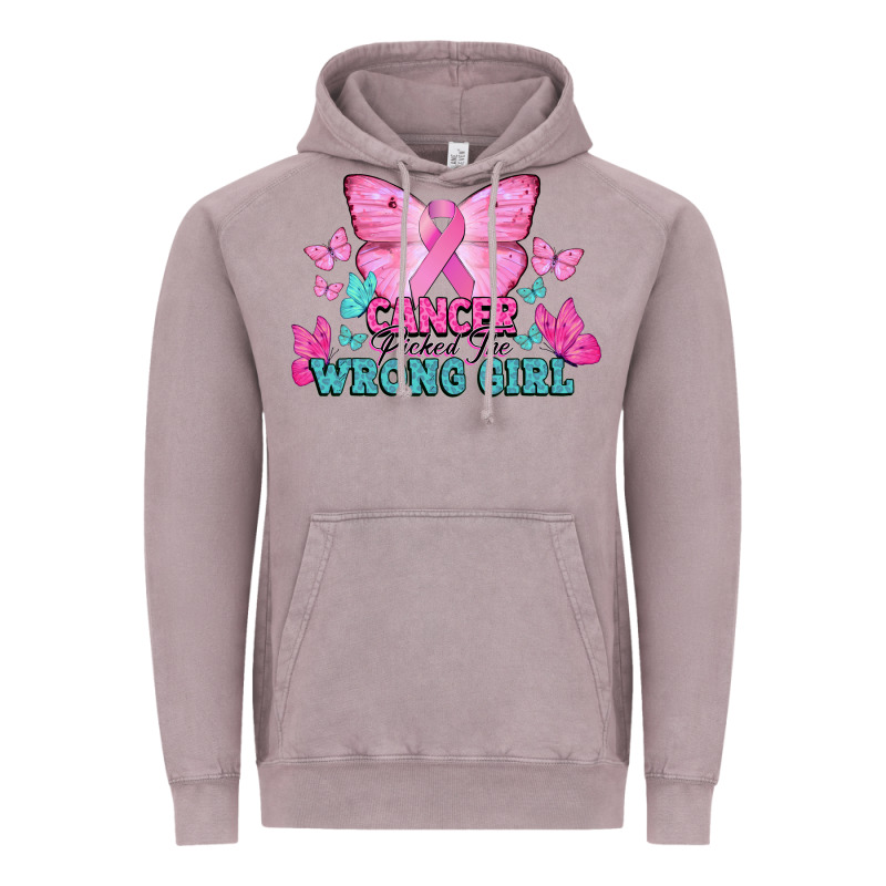 Cancer Picked The Wrong Girl Cancer Awareness Vintage Hoodie by HowdyJamesFarm | Teevron