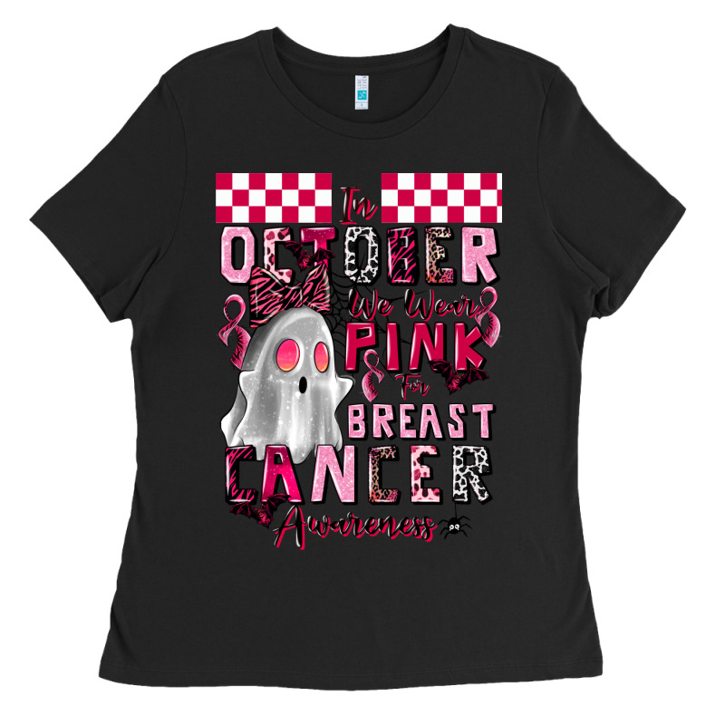 Pink Ghost Breast Cancer Awareness Ladies Tee by LillyAllenDesigns | Teevron