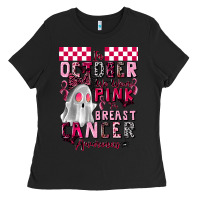 Black pink ghost breast cancer awareness Ladies Tee - LillyAllenDesigns