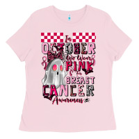 Bubblegum Pink pink ghost breast cancer awareness Ladies Tee - LillyAllenDesigns