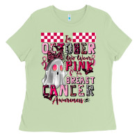 Matcha pink ghost breast cancer awareness Ladies Tee - LillyAllenDesigns