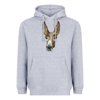 Heather Grey american mammoth jackstock donkey  face Heavyweight Hoodie - LillyAllenDesigns