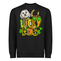 Black lucky dog St. Patrick's Heavyweight Sweatshirt - FaDigitalArtStudio