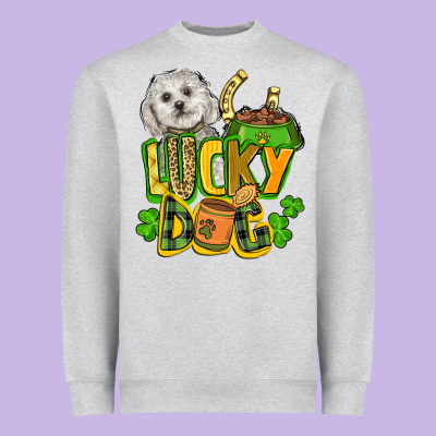 Lucky Dog St. Patrick's Heavyweight Sweatshirt Designed By Fadigitalartstudio