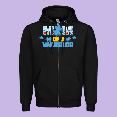 Lil Autism Mom Zipper Hoodie Designed By Cowhidedigitalart