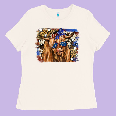 4th Of July Highland Cattle Ladies Tee Designed By Ranaportraitstore