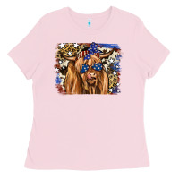 Bubblegum Pink 4th of July Highland Cattle Ladies Tee - RanaPortraitStore