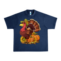Navy Thanksgiving turkey with pumpkin and sunflower Urban Heavy Tee - NancyCooperArtShop