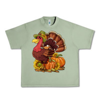 Oil Green Thanksgiving turkey with pumpkin and sunflower Urban Heavy Tee - NancyCooperArtShop