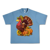 Pebble Blue Thanksgiving turkey with pumpkin and sunflower Urban Heavy Tee - NancyCooperArtShop