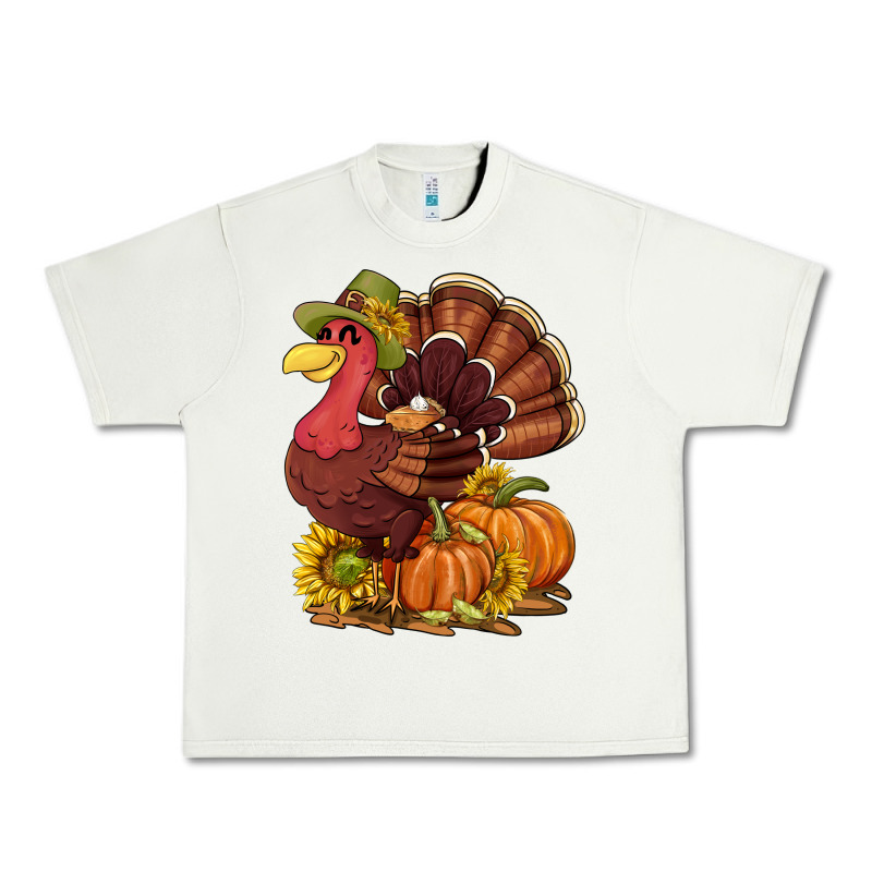 Thanksgiving Turkey With Pumpkin And Sunflower Urban Heavy Tee by NancyCooperArtShop | Teevron
