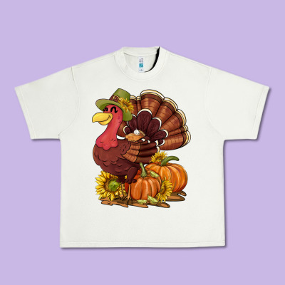 Thanksgiving Turkey With Pumpkin And Sunflower Urban Heavy Tee Designed By Nancycooperartshop