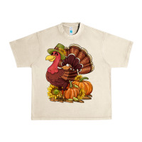 Sandshell Thanksgiving turkey with pumpkin and sunflower Urban Heavy Tee - NancyCooperArtShop