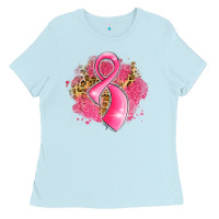 Baby Blue breast cancer awareness ribbon with glitter pink l Ladies Tee - LillyAllenDesigns