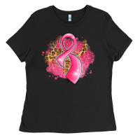 Black breast cancer awareness ribbon with glitter pink l Ladies Tee - LillyAllenDesigns