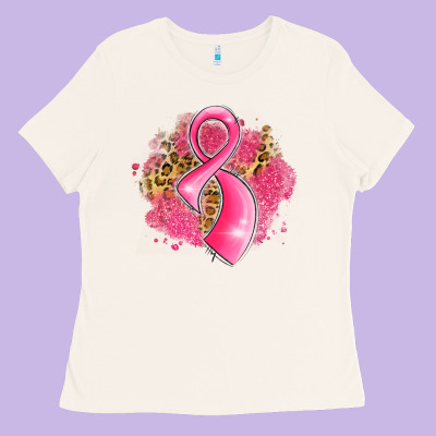 Breast Cancer Awareness Ribbon With Glitter Pink L Ladies Tee Designed By Lillyallendesigns