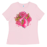 Bubblegum Pink breast cancer awareness ribbon with glitter pink l Ladies Tee - LillyAllenDesigns