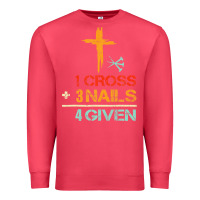 Cardinal Vintage 1 Cross 3 Nails Forgiven Christian Easter Gift Premium Sweatshirt - lanVoArt